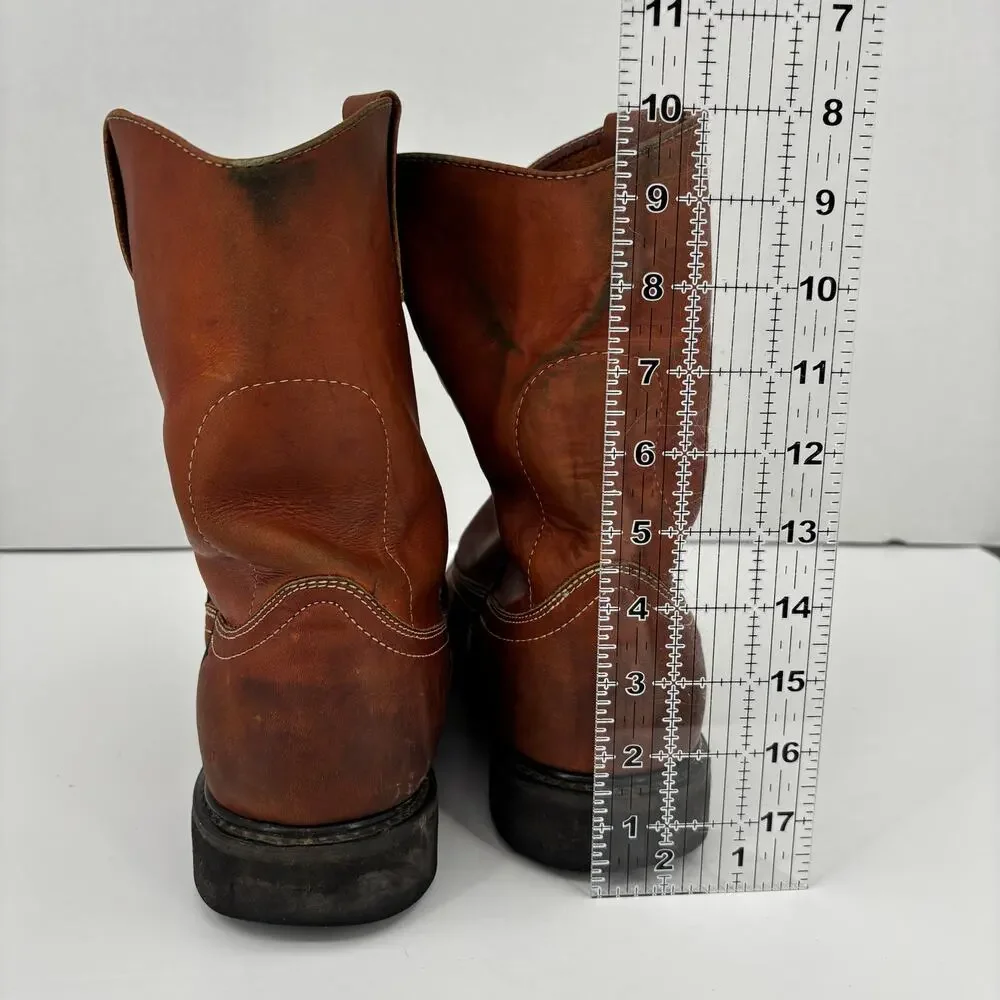 Caretta Leather Boots Brown Pull On Western Work Made in Mexico Mens Mex Size 28